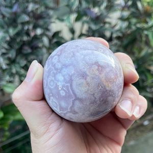 Purple Amethyst Flower Agate Sphere with Quartz